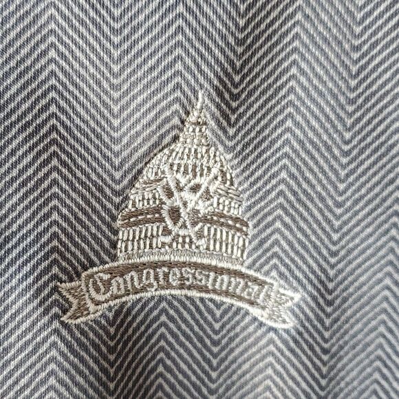 UNDER ARMOUR CONGRESSIONAL CC HERRINGBONE ZIG ZAG GOLF POLO SHIRT GRAY LARGE - Picture 2 of 6